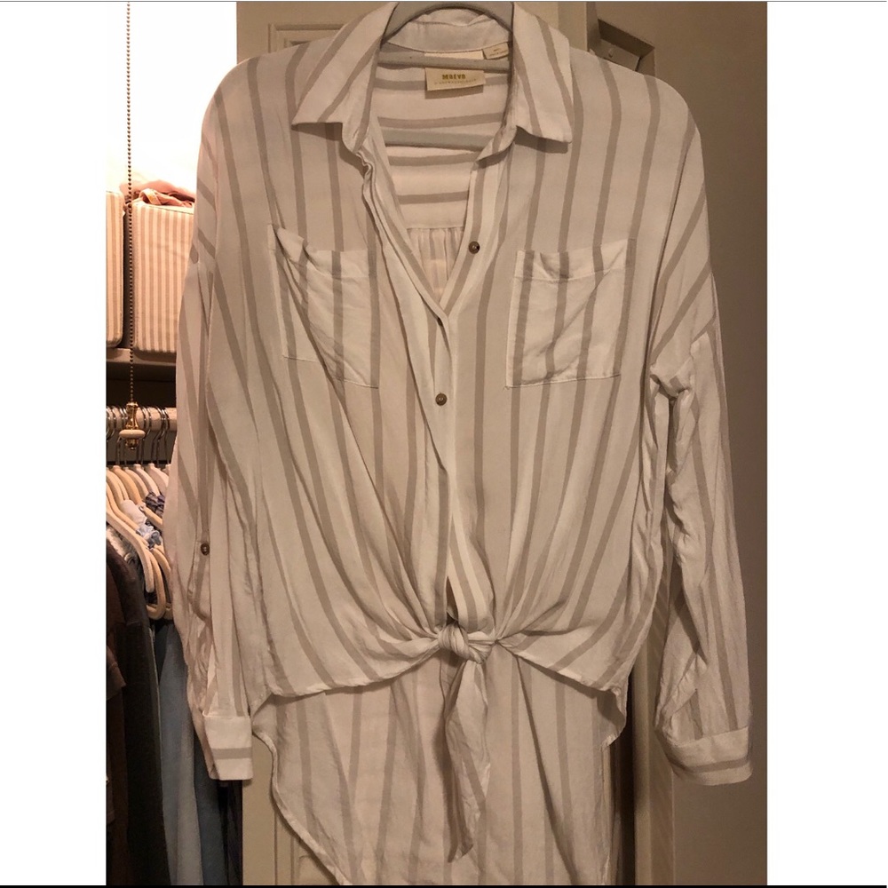 Maeve button down tie blouse